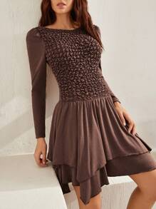 Bohemela 素色不對稱下擺洋裝 - 棕色 - 查看 6