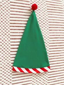 SHEIN 女嬰條紋圖案和聖誕圖案插肩袖洋裝和帽