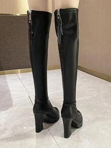 Ladies' Knee-high Boots - Black - View 3