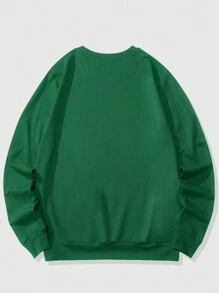 ROMWE MEN Goth Men's Letter Print Long Sleeve Sweatshirt - Green - View 2