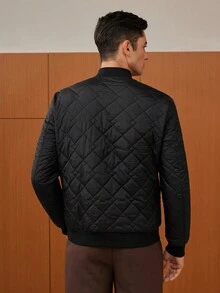 GENTILAND 男士拉鍊式夾棉飛行外套 - 黑色 - 查看 6