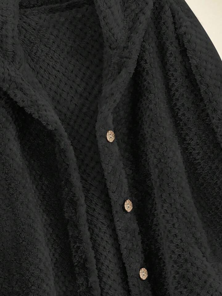 SHEIN LUNE プラス フランネル シングルブレスト フレアヘム
