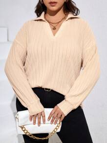 SHEIN Essnce Plus Drop Shoulder Ribbed Knit Tee