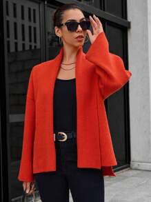 GENKIRA Drop Shoulder Casual Design Cardigan Fall Cloth For Women - Orange - View 3