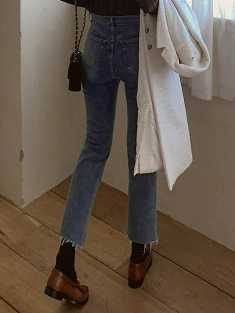High Waist Straight Leg Jeans