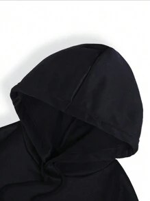 INAWLY Áo hoodie lót nhiệt có dây rút túi Kangaroo in hình gấu, áo dài tay - màu đen - Xem 6