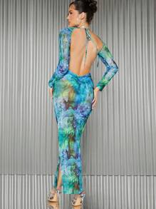 Hauture 花卉系帶無背分腳裙 - 彩色 - 查看 1