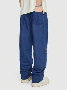 ROMWE MEN Street Life Các bạn Bóng rổ Đã vá Quần legging thẳng - Rửa tối - Xem 3