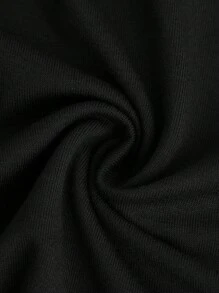 SHEIN Girlism Teen Girl Off Shoulder Lettuce Trim Ruched Tee - Black - View 3