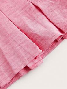 SHEIN MOD 肩上打結褶皺細節緊身吊帶 - 粉色 - 查看 4