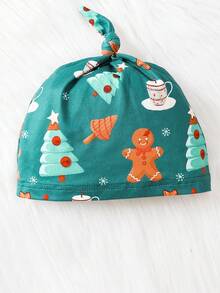 男嬰聖誕印花連身衣、運動褲和聖誕帽子