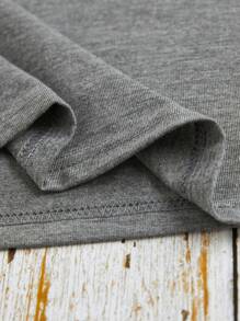 SHEIN LUNE 南瓜和標語圖案T恤 - 灰色 - 查看 4