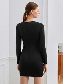 BizChic Chèn lưới Váy bodycon Không có thắt lưng - màu đen - Xem 2