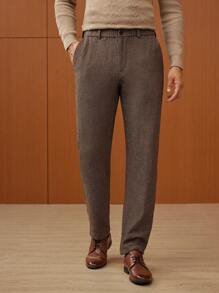 GENTILAND Men Slant Pocket Solid Suit Pants - Multicolor - View 1