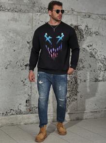 Manfinity LEGND Men Plus Graphic Print Sweatshirt - Black - View 3