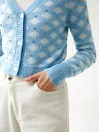 Geo Pattern Button Front Cardigan