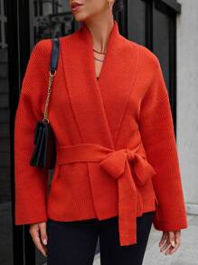 GENKIRA Drop Shoulder Casual Design Cardigan Fall Cloth For Women - Orange - View 5