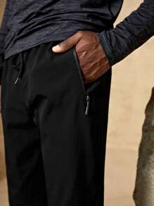 In My Nature 男士字母圖案腰部抽繩長褲 - 黑色 - 查看 5