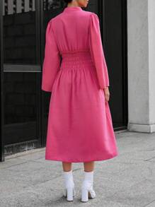 SHEIN Privé 缺口領荷葉袖襯衫洋裝