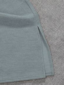Teen Girl Letter Patched Drop Shoulder Tee & Pants - Baby Blue - View 6
