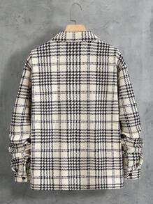 Manfinity Homme Loose Fit Men's Plaid Print Pocket Patched Coat Without T-Shirt - Khaki - View 2