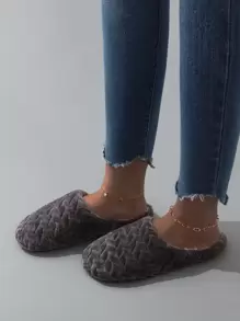 女性濃烈香調軟底家居拖鞋,鳳梨絲絨,靜音,防滑,室內