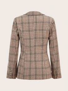 SHEIN MOD In kẻ sọc Nút phía trước Áo vest - màu nâu - Xem 2