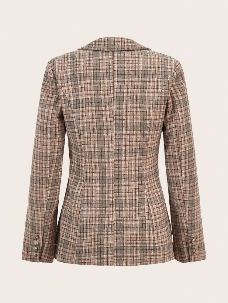 Plaid Print Button Front Blazer