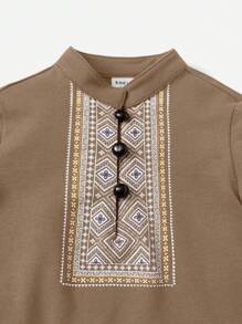 SHEIN Mały chłopiec Geo Print Zabudowany dekolt Trójnik