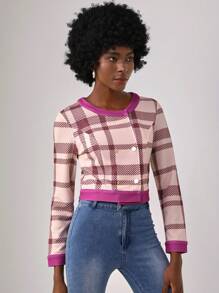 Lillian Butterworth 格紋印花前紐扣短夾克 - 彩色 - 查看 5