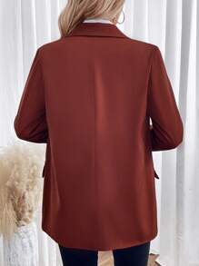 Chiquease Lapel Neck Single Breasted Blazer - Brown - View 2