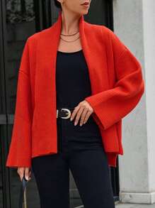 GENKIRA Drop Shoulder Casual Design Cardigan Fall Cloth For Women - Orange - View 1