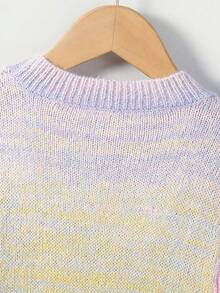 SHEIN 女小童漸層荷葉邊毛衣洋裝 - 彩色 - 查看 4