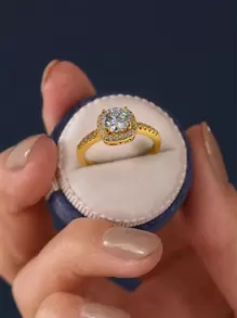 ESBERRY 1 件 2 克拉莫桑石钻石订婚戒指 女士结婚戒指 S925 纯银闪耀金戒指 承诺戒指 永恒戒指 周年纪念戒指 情人节奢华女士珠宝礼物