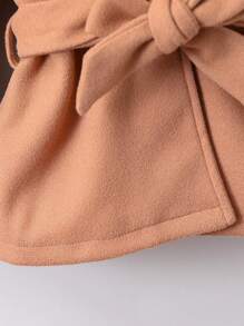 Baby Girl 1pc Contrast Binding Belted Overcoat - Brown - View 6