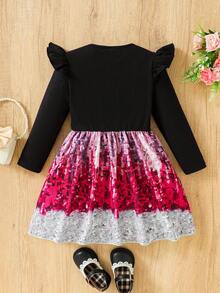 SHEIN Young Girl Floral Print Ruffle Trim Bow Front Ruffle Trim Dress - Multicolor - View 2