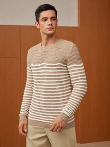 Manfinity VCAY Hombres Jersey con patrón de rayas - Multicolor - Ver 1