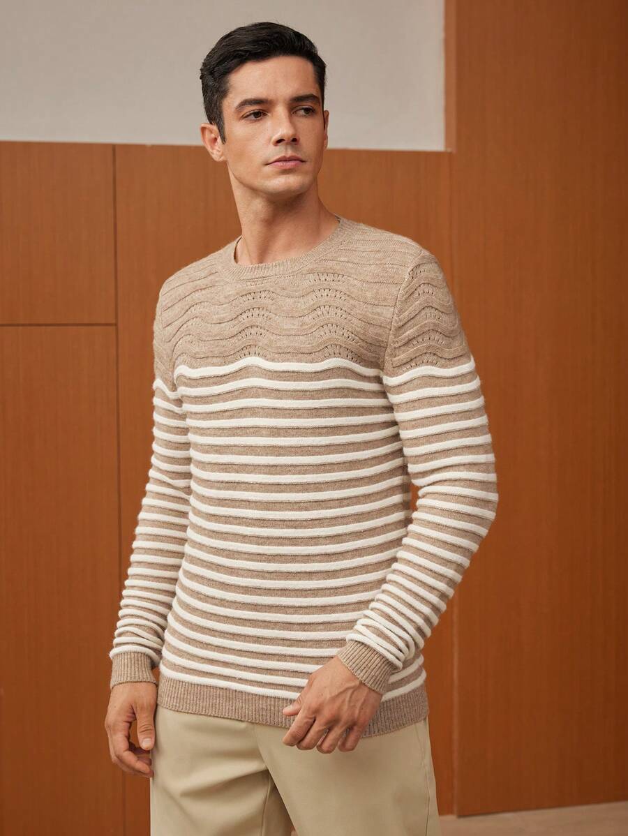 Manfinity VCAY Hombres Jersey con patrón de rayas - Multicolor - Ver 1