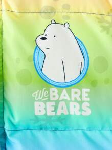 We Bare Bears X SHEIN Tween Boy Ombre Cartoon Graphic Zip Up Padded Coat - Multicolor - View 3