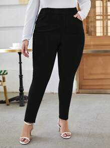 SHEIN Frenchy Plus High Waist Skinny Jeans - Black - View 1