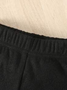 SHEIN 女小童前蝴蝶結連帽衫和緊身褲