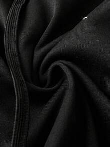 SHEIN LUNE Plus Halloween Print Zip Up Hooded Jacket - Black - View 4