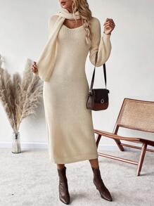 SHEIN LUNE Drop Shoulder Sweater Dress