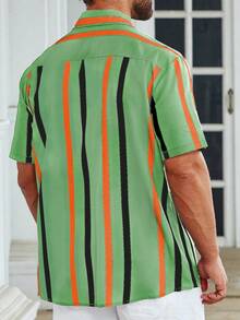 Manfinity Men Plus Striped Print Shirt - Multicolor - View 2