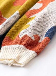 SHEIN LUNE Plus Graphic Pattern Drop Shoulder Sweater Knit Pullover Fall Winter Sweater - Multicolor - View 4
