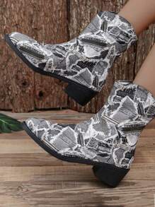 Women's Grey Western Style Cowboy Boots - Light Grey - View 1