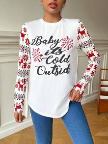 SHEIN Essnce Camiseta con estampado de slogan - Blanco - Ver 5