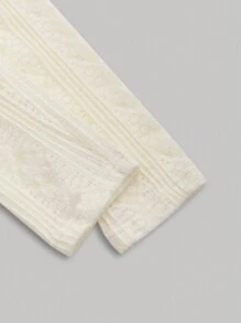 SHEIN MOD Chất rắn Nơ mặt trước Váy chữ A - Màu be - Xem 3