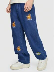 ROMWE MEN Street Life Các bạn Bóng rổ Đã vá Quần legging thẳng - Rửa tối - Xem 6