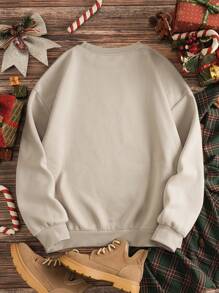 INAWLY Sudadera térmica con estampado de árbol de Navidad y eslogan, sudadera de otoño - Albaricoque - Ver 2